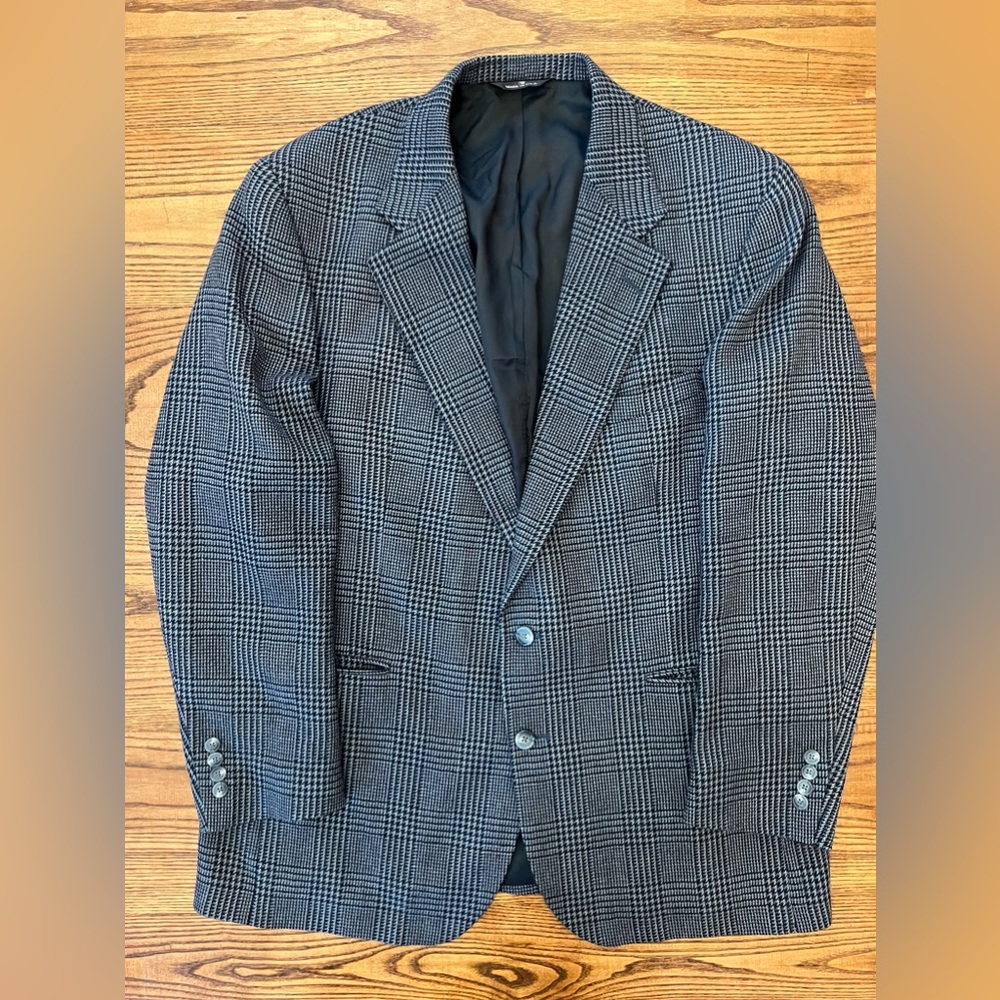 Vintage 80s Polo University Club Ralph Lauren‎ Blue Herringbone Wool Blazer